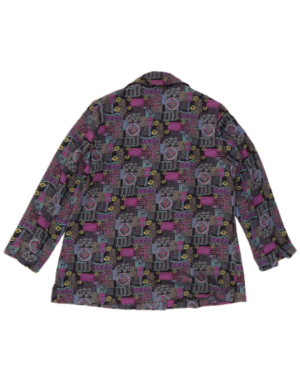 Bluză de cămașă vintage pentru femei UK 16 mare, multicoloră, geometrică