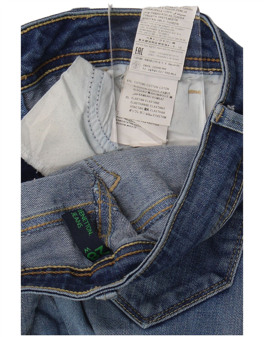 Blugi skinny pentru femei Benetton W28 L33 Bumbac albastru