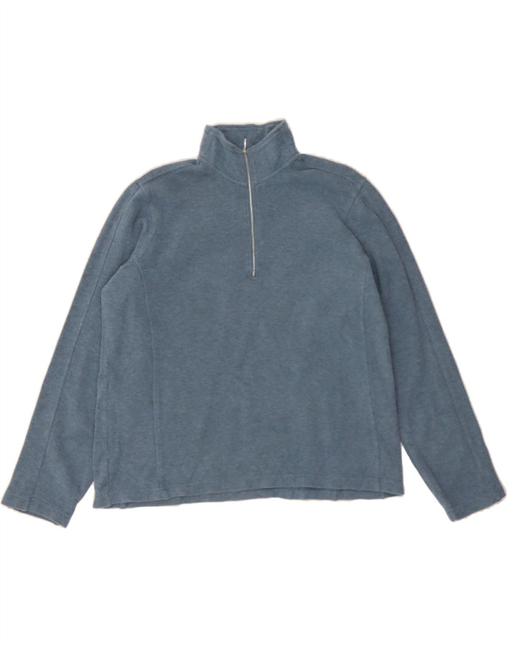 ORVIS Womens Zip Neck Sweatshirt Jumper UK 14 Medium Blue Cotton Vintage Orvis and Second-Hand Orvis from Messina Hembry 