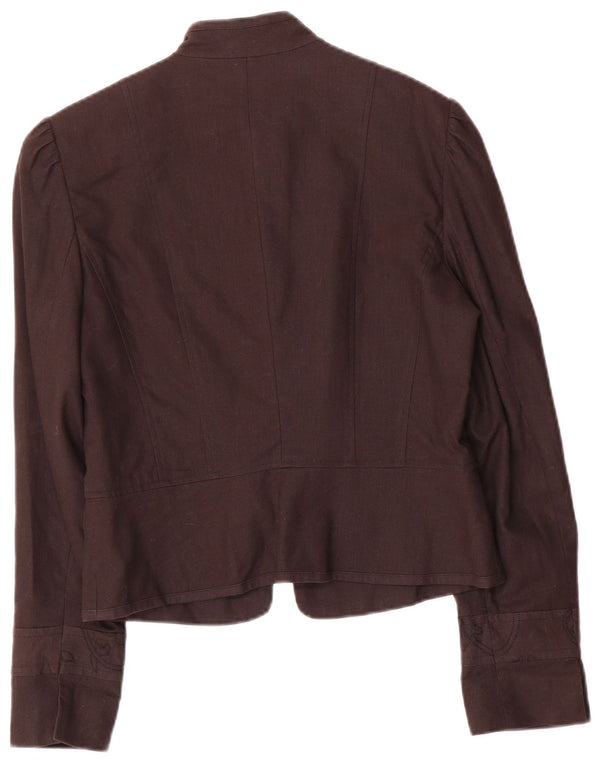 Blazer Vintage pentru femei cu 5 nasturi, UK 10 mic, maro, cu flori