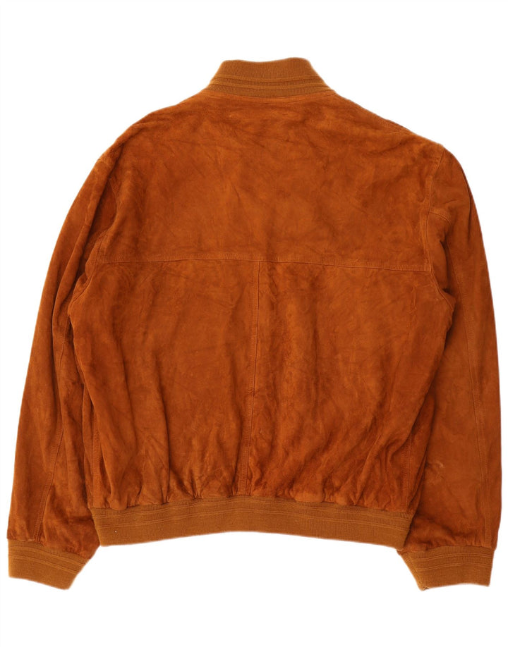 Jachetă Bomber Vintage pentru bărbați din piele intoarsa IT 56 3XL din piele maro
