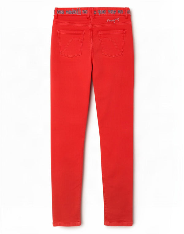 Pantaloni casual pentru femei Desigual Graphic Slim L34 L30 bumbac roșu