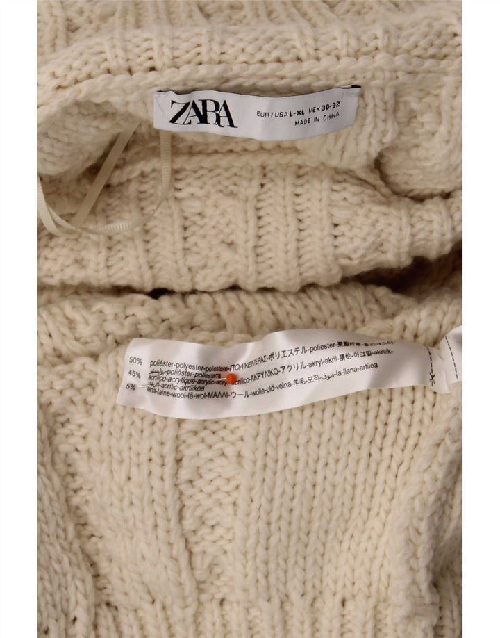 Pulover oversized cu gât țestoasă pentru femei Zara UK 16 mare bej