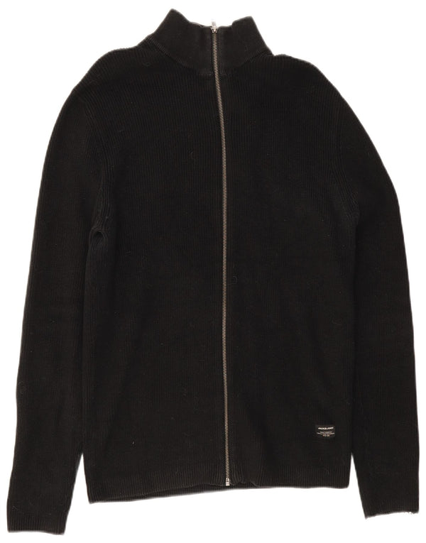 Pulover cardigan pentru bărbați Jack & Jones XL bumbac negru