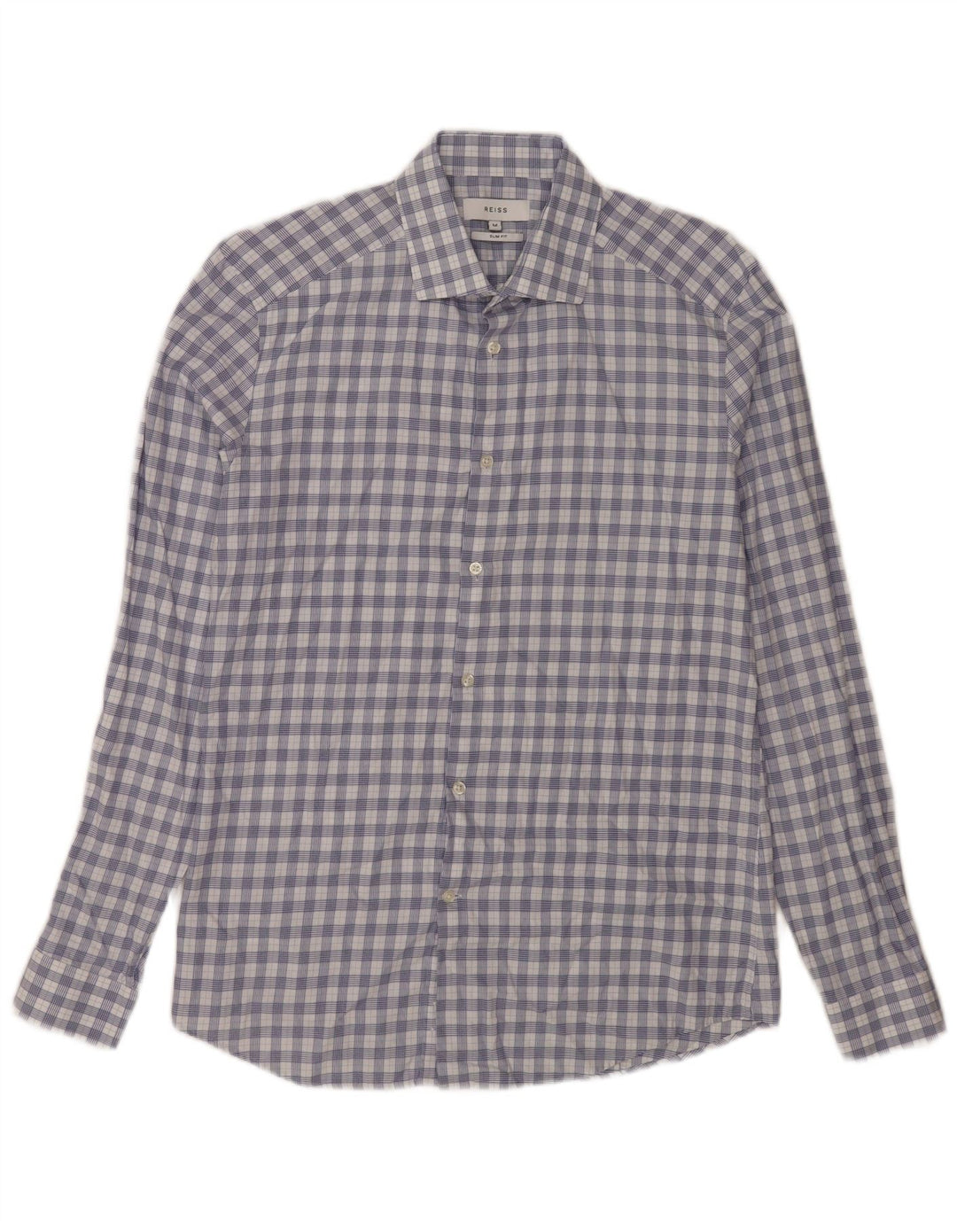 Cămașă pentru bărbați Reiss Slim Fit, bumbac cu carouri albastru mediu
