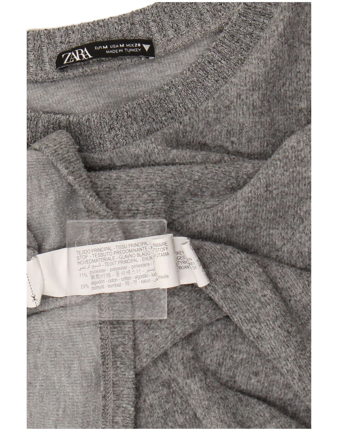 Pulover pentru femei Zara, cu gâtul turn, UK 14 Poliester gri mediu