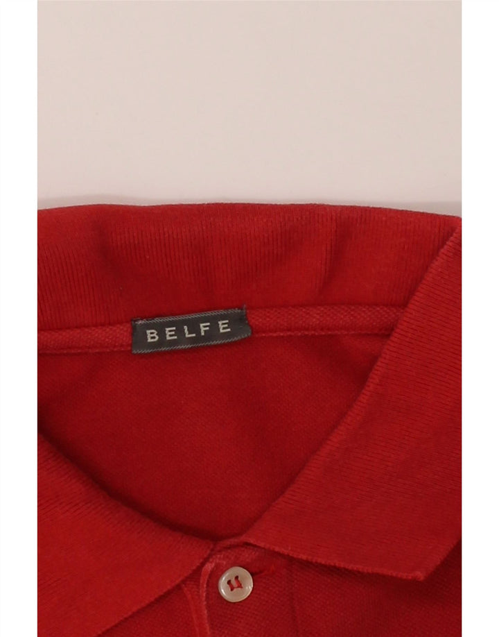 BELFE Mens Polo Shirt Medium Red Cotton