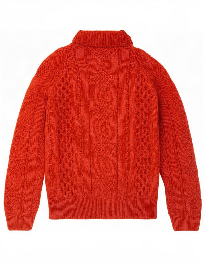 Pulover vintage pentru femei cu gât rulat, UK 12, portocaliu mediu