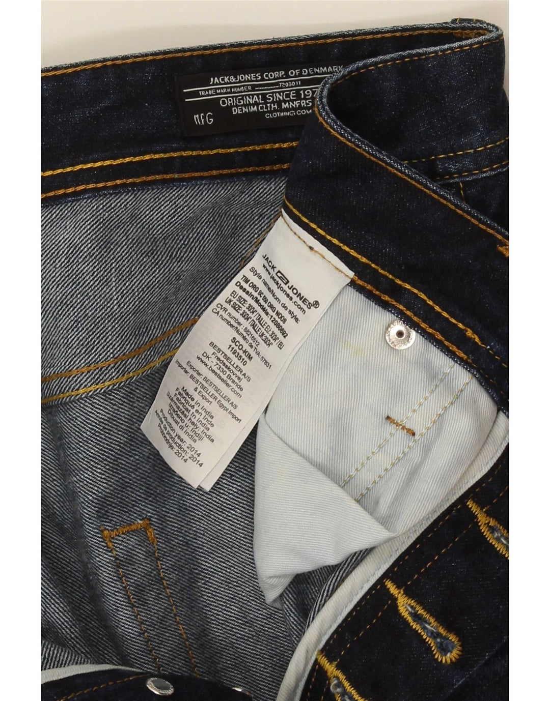 Blugi Jack & Jones Tim Slim pentru bărbați L30 L34 Bumbac bleumarin