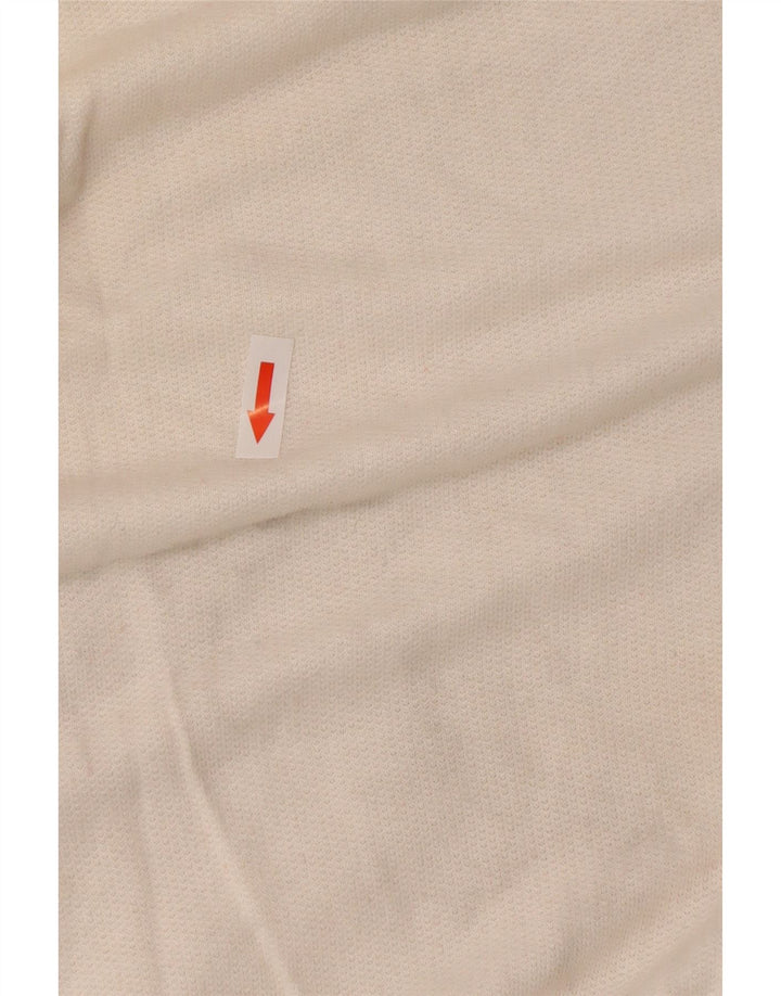 Hanorac vintage pentru femei cu gât cu nasturi Pulover IT 44 Medium White Colorblock
