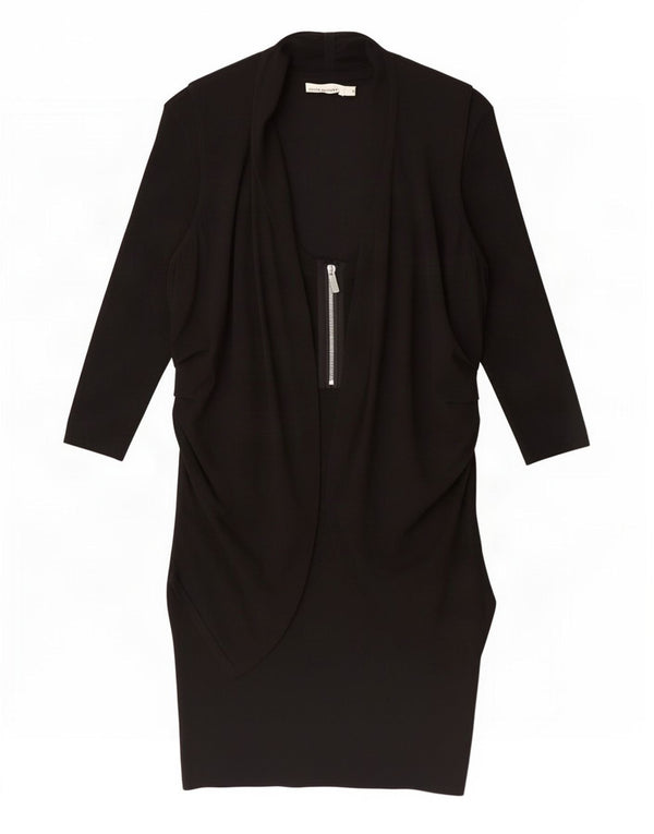 Karen Millen Womens 3/4 Sleeve Jumper Dress UK 3 XS Black Viscose