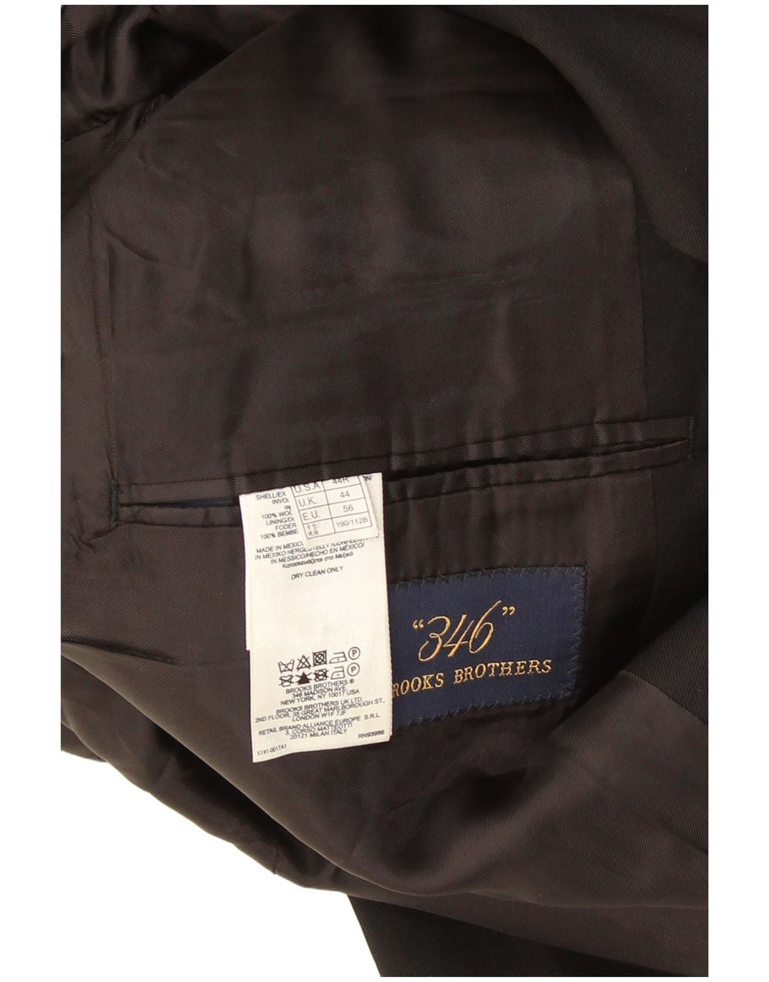 Jachetă pentru bărbați Brooks Brothers, cu 2 nasturi, UK 44 2XL, lână neagră, clasică