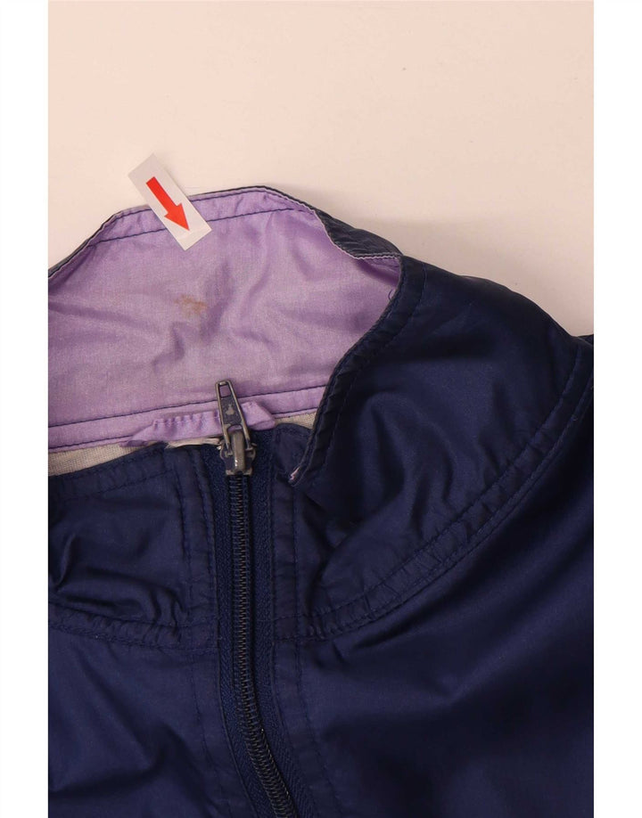 Jachetă de trening pentru bărbați vintage, mare, albastru bleumarin, poliamidă color bloc