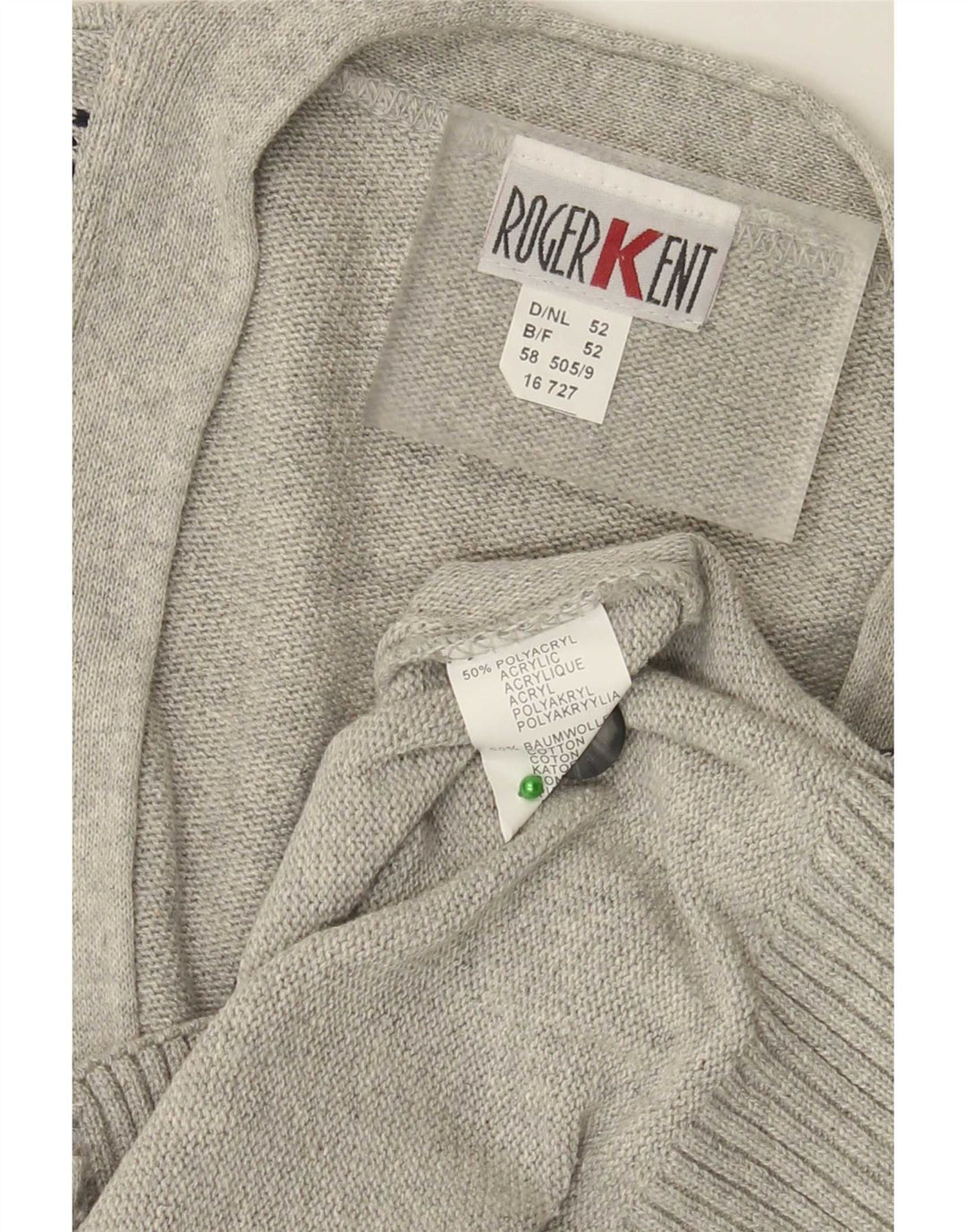 Pulover cardigan pentru bărbați Roger Kent IT 52 Large Gri Argyle/Diamond
