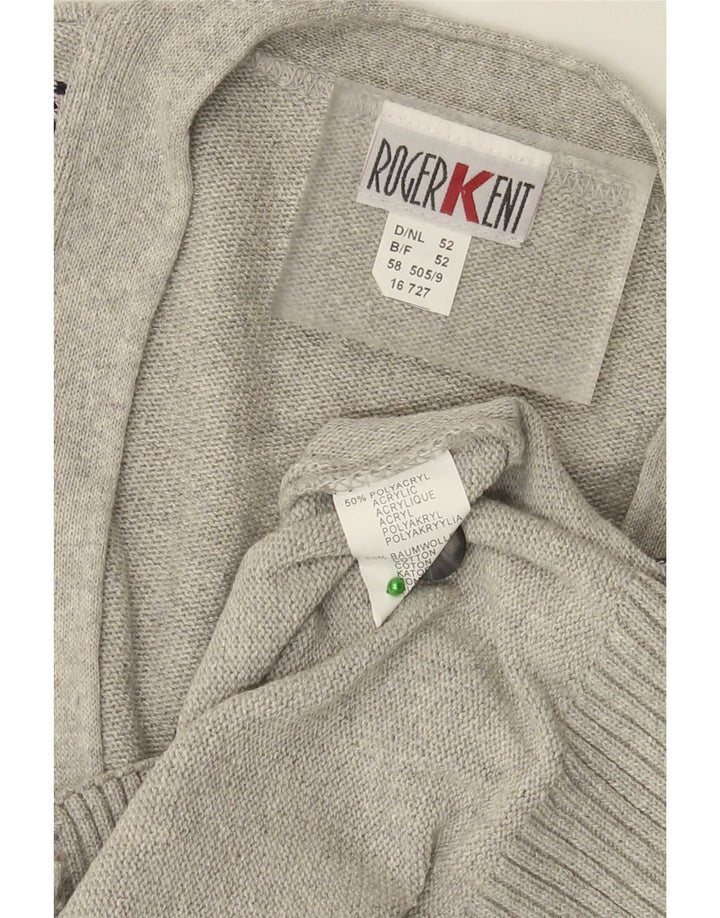 Pulover cardigan pentru bărbați Roger Kent IT 52 Large Gri Argyle/Diamond