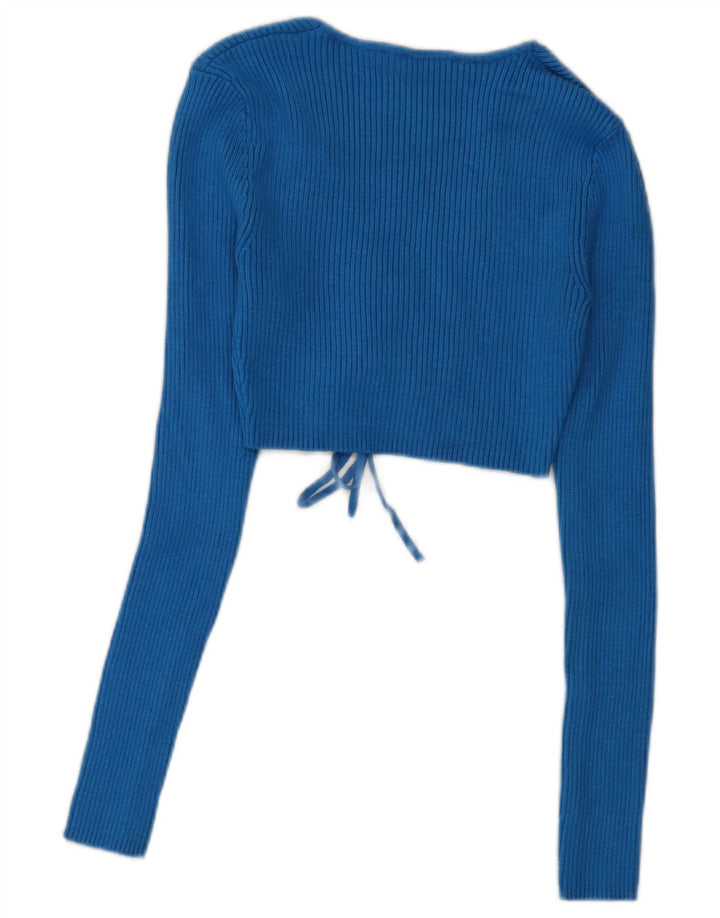 Crop Top cu mânecă lungă pentru femei Zara UK 10 Small Blue Viscose