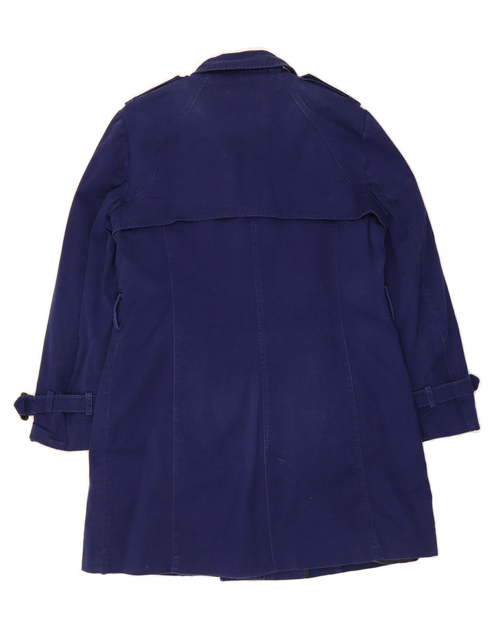 ZARA Womens Double Breasted Trench Coat UK 16 Large Blue Cotton Vintage Zara and Second-Hand Zara from Messina Hembry 
