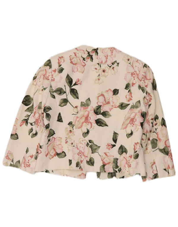 Phase Eight Jachetă cu mâneci 3/4 pentru femei, UK 12 Medium, Alb, Floral