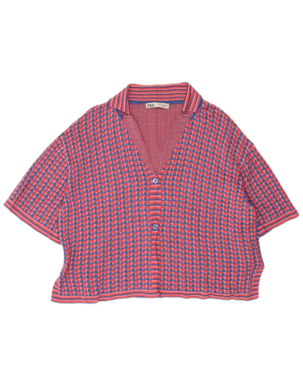 Pulover cardigan cu mânecă scurtă pentru femei Zara UK 14 Medium Multicolor