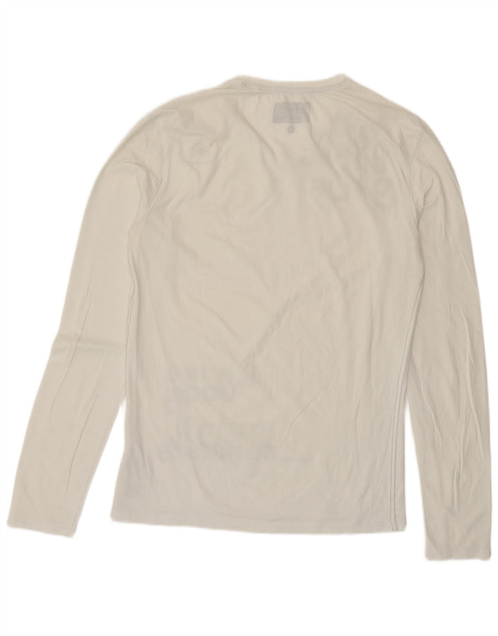 Guess Mens Extra Slim Graphic Top Manecă lungă Medium White Bumbac