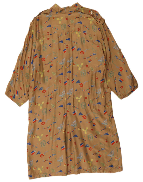 Rochie cămașă vintage pentru femei cu model abstract EU 44 XL maro geometrică