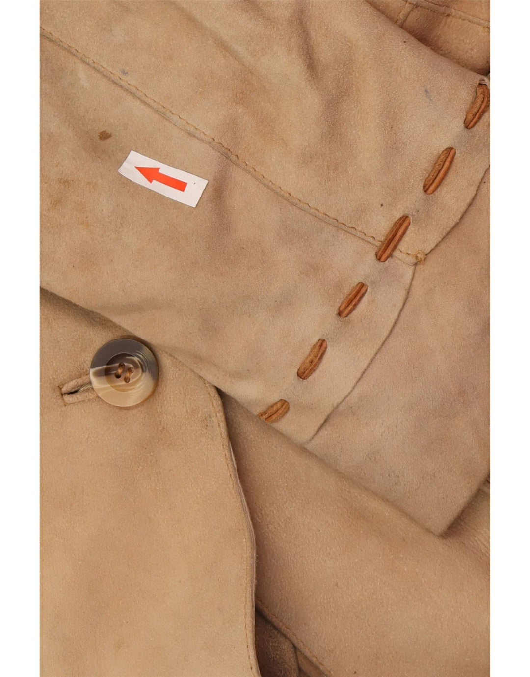 Palton din piele de căprioară pentru femei vintage UK 12 Piele Bej Mediu