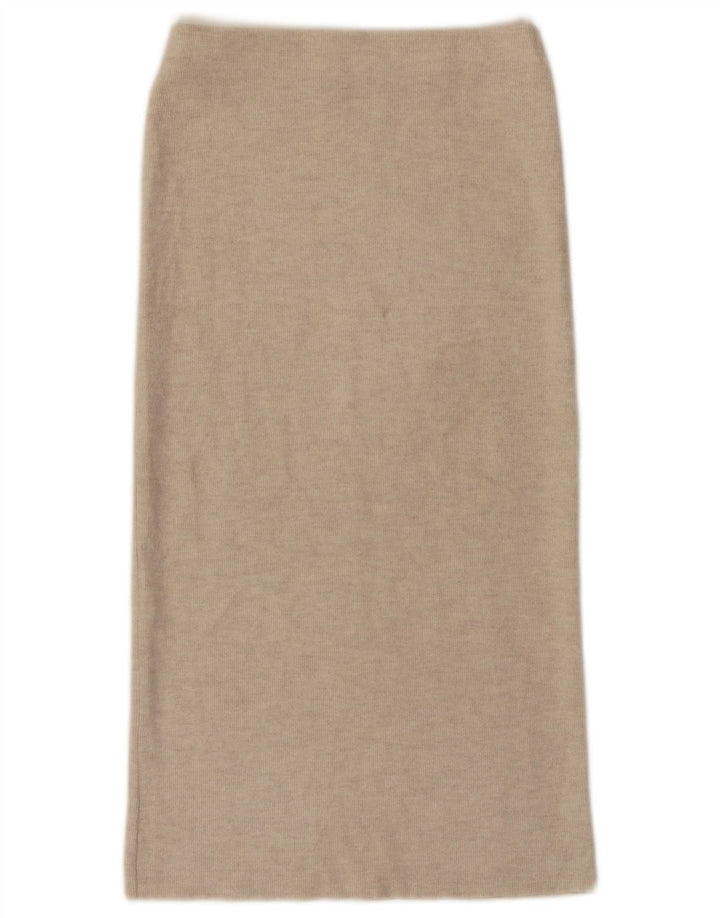 Fusta Midi Zara Femei cu Talie Inalta Mica W26 Bej Poliester