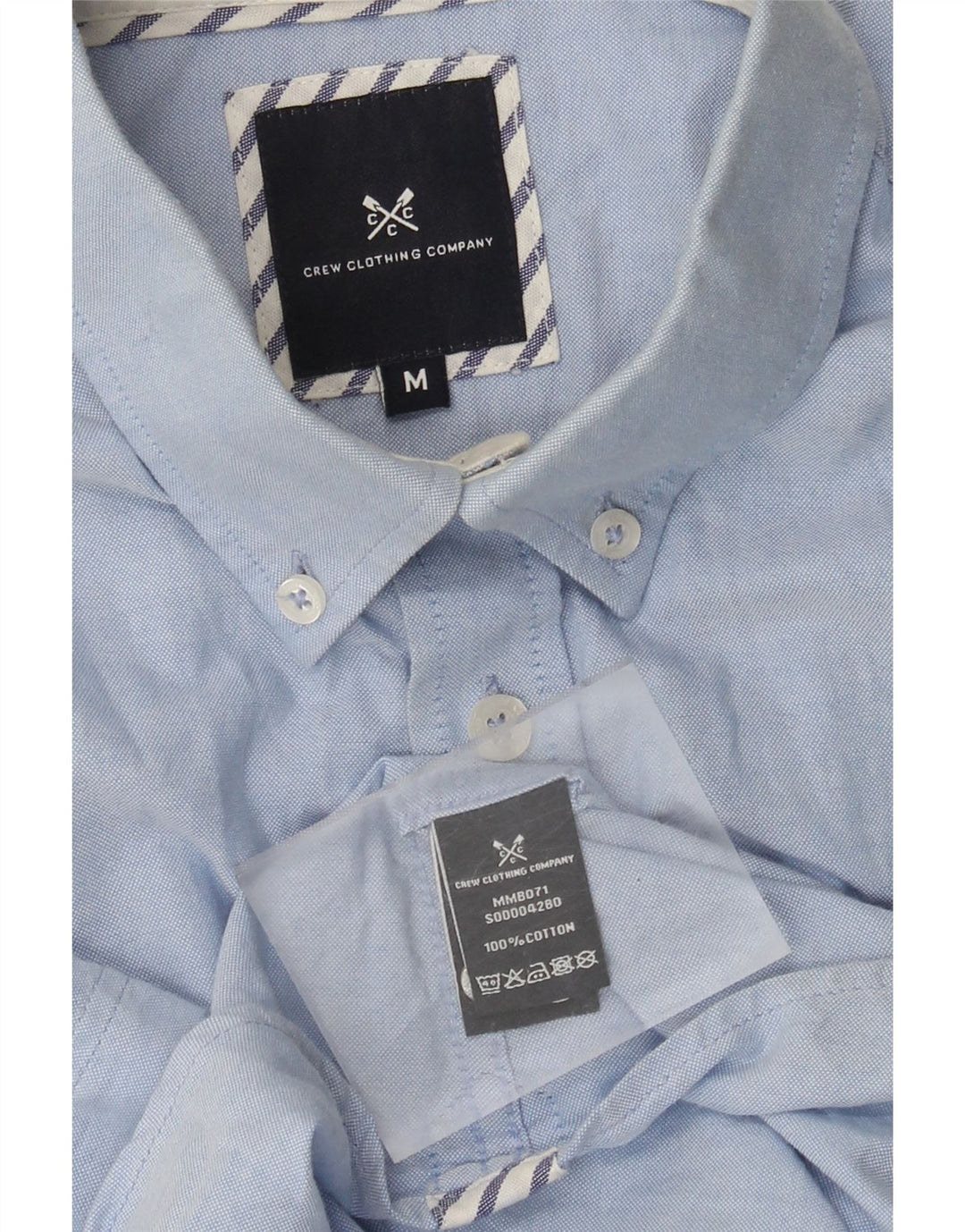 Crew Clothing Cămașă cu mânecă scurtă pentru bărbați, bumbac albastru mediu