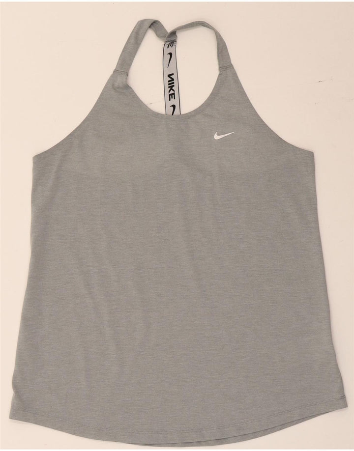 Top cu vestă grafică Nike Dri Fit pentru femei UK 14, mare, gri, poliester