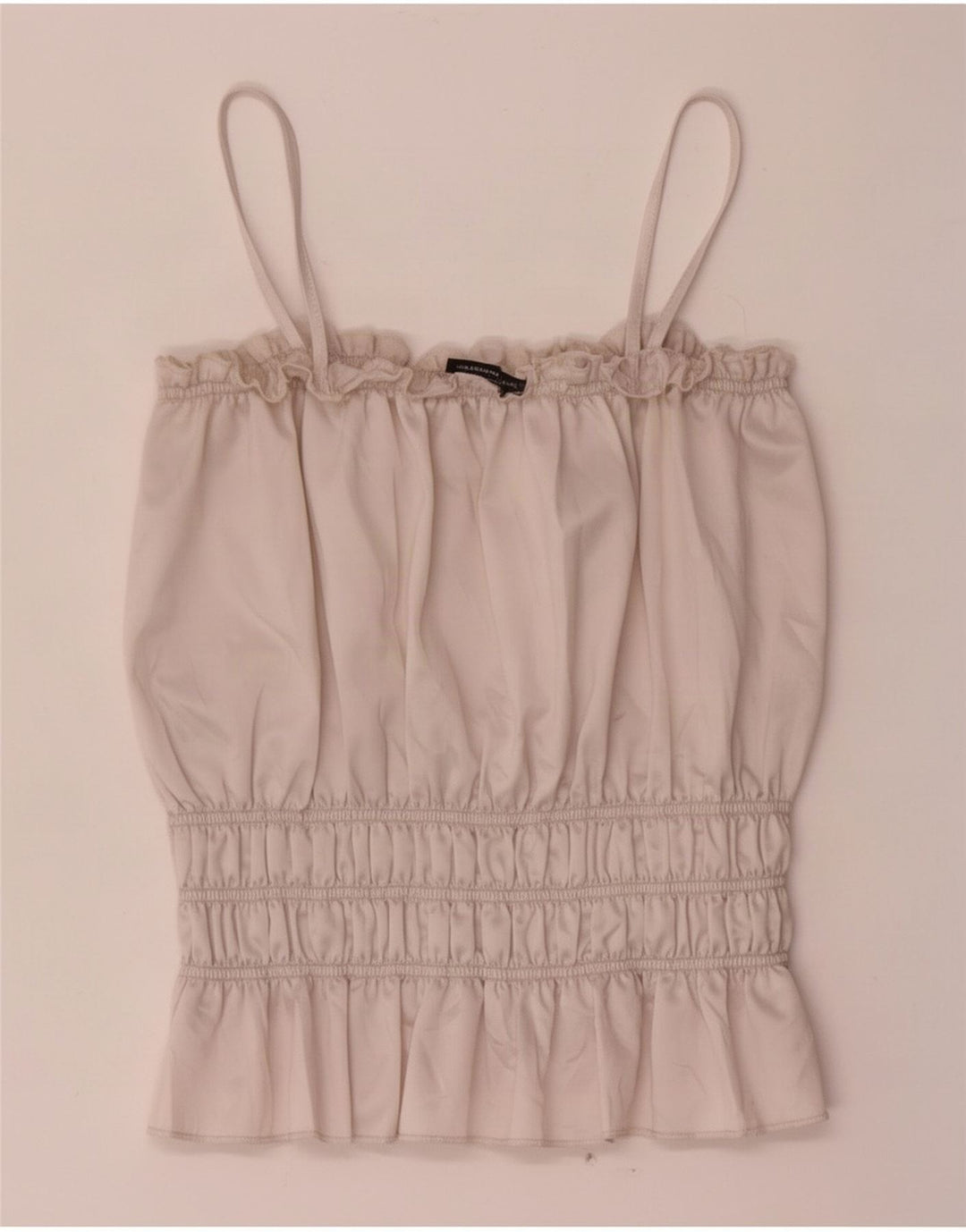 Top Crop pentru femei Zara UK 12 Medium Bej Poliester