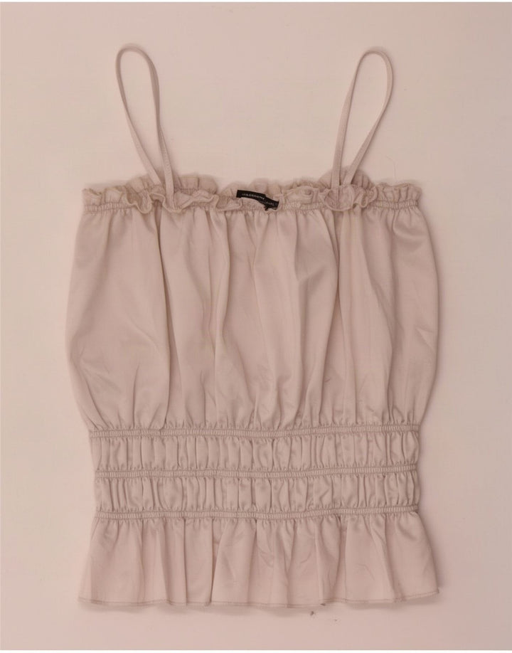 Top Crop pentru femei Zara UK 12 Medium Bej Poliester