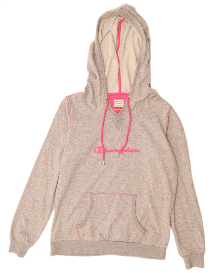 Pulover pentru damă CHAMPION Heritage Fit Graphic Hoodie UK 16 Mare bumbac gri