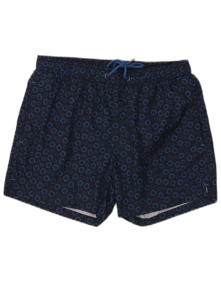 Pantaloni scurți de înot Gutteridge pentru bărbați, poliester floral, albastru marin mediu