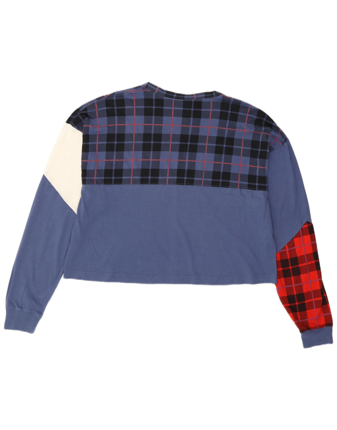 Top grafic supradimensionat pentru femei NIKE cu mânecă lungă UK 14 Medium Blue Check