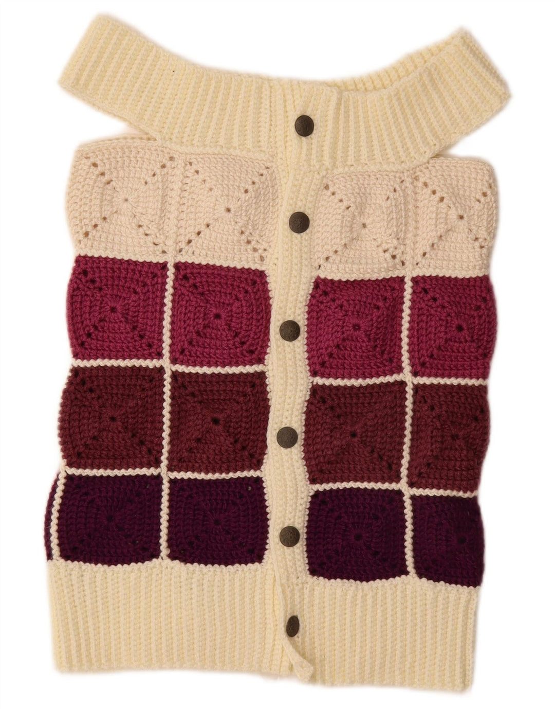 Pulover Cardigan Vintage pentru Damă UK 8 Mic Multicolor Colorblock