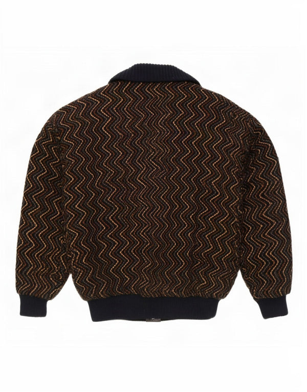 Jachetă Bomber Vintage pentru bărbați din tricot UK 42 XL maro chevron
