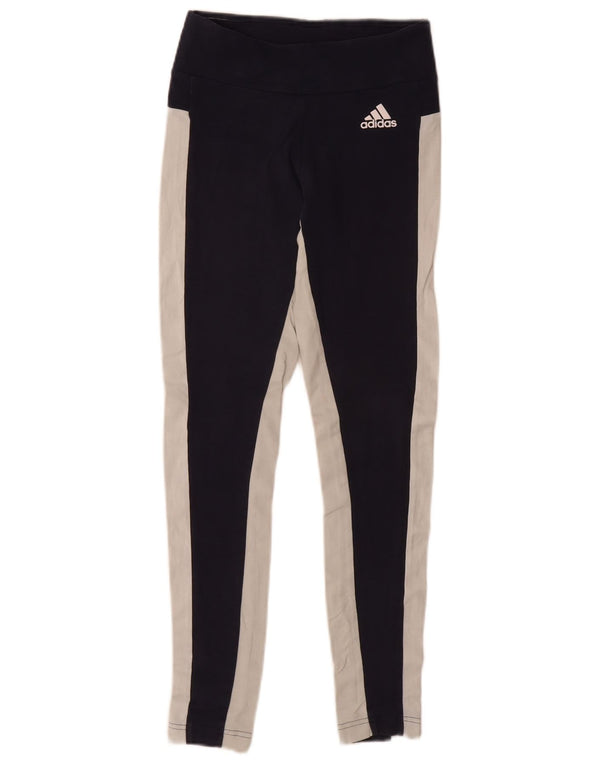 Leggings cu grafic pentru femei Adidas UK 4 XS Albastru bleumarin Colorblock