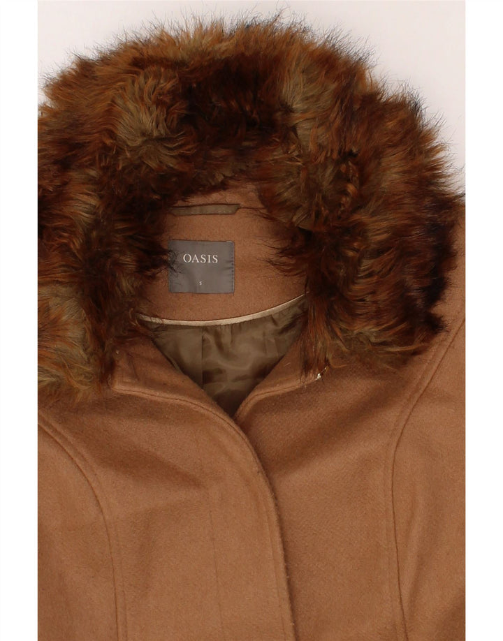 OASIS Womens Overcoat UK 10 Small Brown Polyester Vintage Oasis and Second-Hand Oasis from Messina Hembry 
