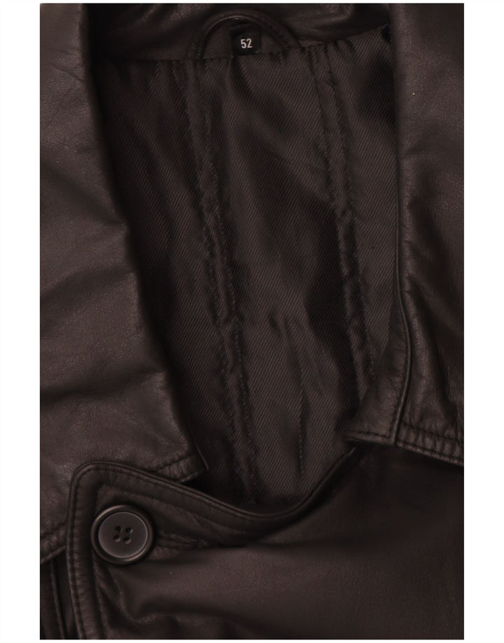 Trench din piele pentru bărbați WESTBURY IT 52 XL din piele neagră