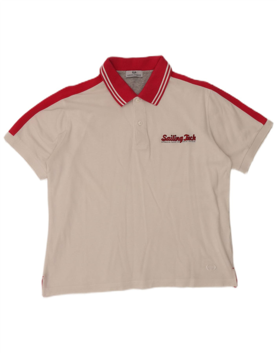 SERGIO TACCHINI Tricou polo pentru bărbați, mare, alb, din bumbac color bloc