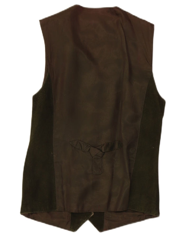 Mouton Blanc Gilet de piele intoarsa pentru femei UK 10 Mic din piele verde