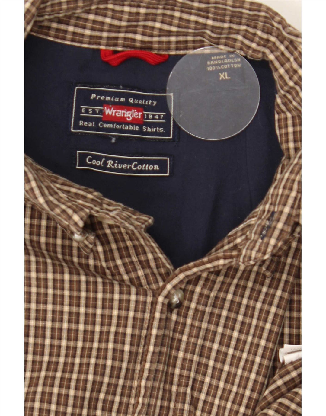 Cămașă pentru bărbați Wrangler XL din bumbac cu carouri maro