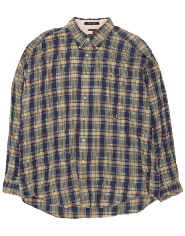 Cămașă pentru bărbați Tommy Hilfiger XL, bumbac cu carouri albastre