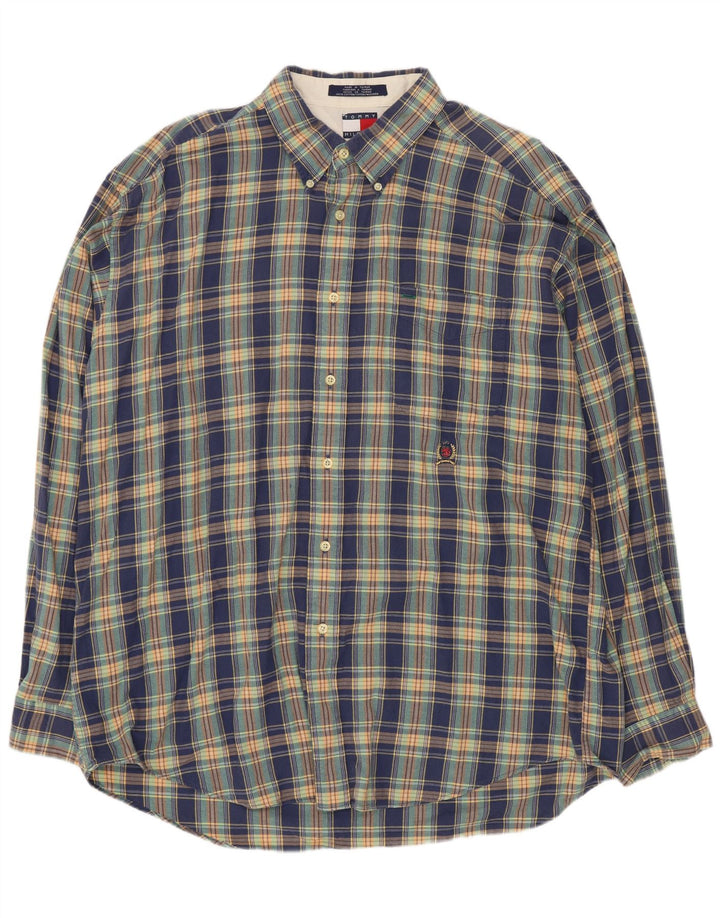 Cămașă pentru bărbați Tommy Hilfiger XL, bumbac cu carouri albastre