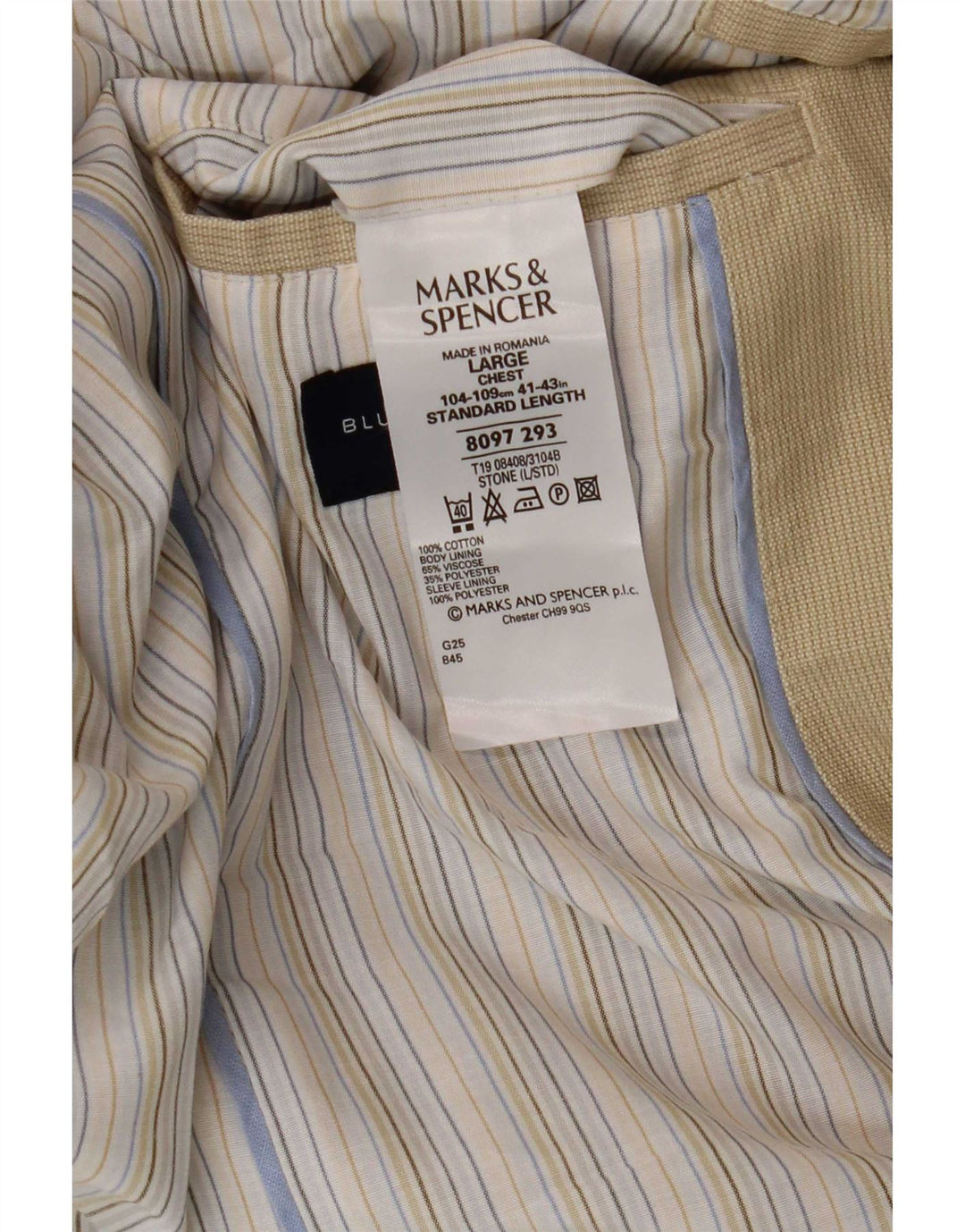 Marks & Spencer Jachetă pentru bărbați Blue Harbour cu 3 nasturi, UK 40, mare, bej