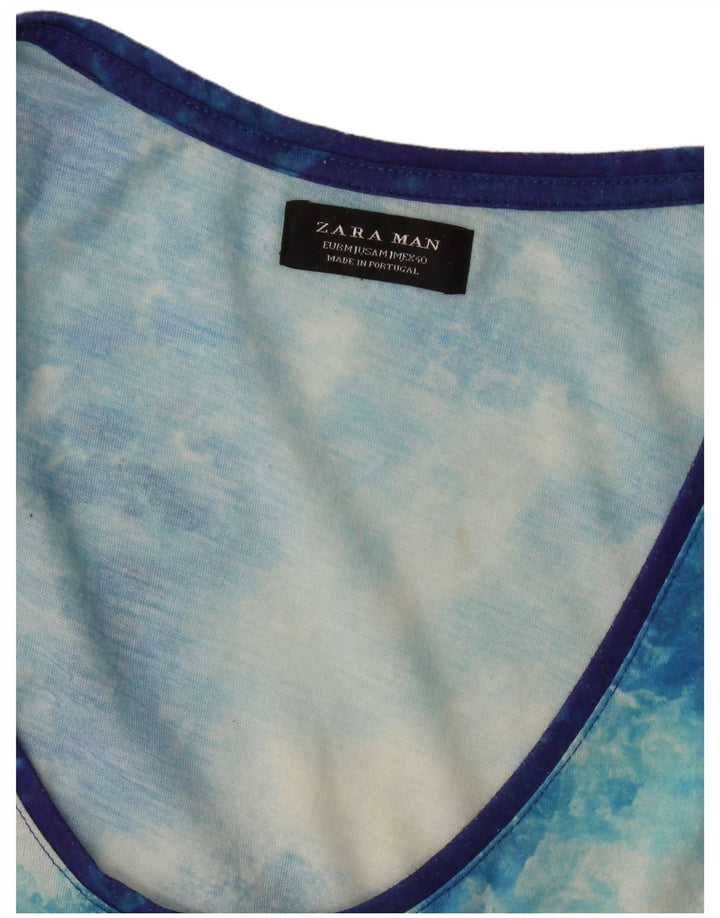 Top cu vestă cu grafică Zara pentru bărbați, albastru mediu, bloc de culoare