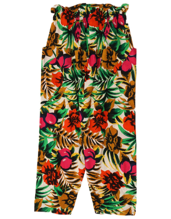 Pantaloni tăiați vintage pentru femei cu talie înaltă W26 L23 multicolori florali
