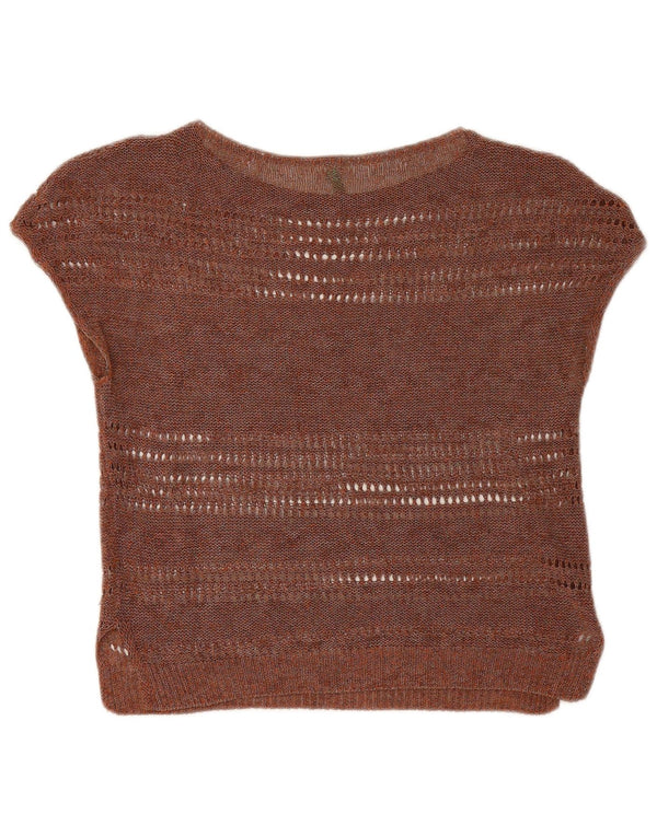 Bluză Benetton pentru femei Crop Knit Top UK 12 Maro Mediu