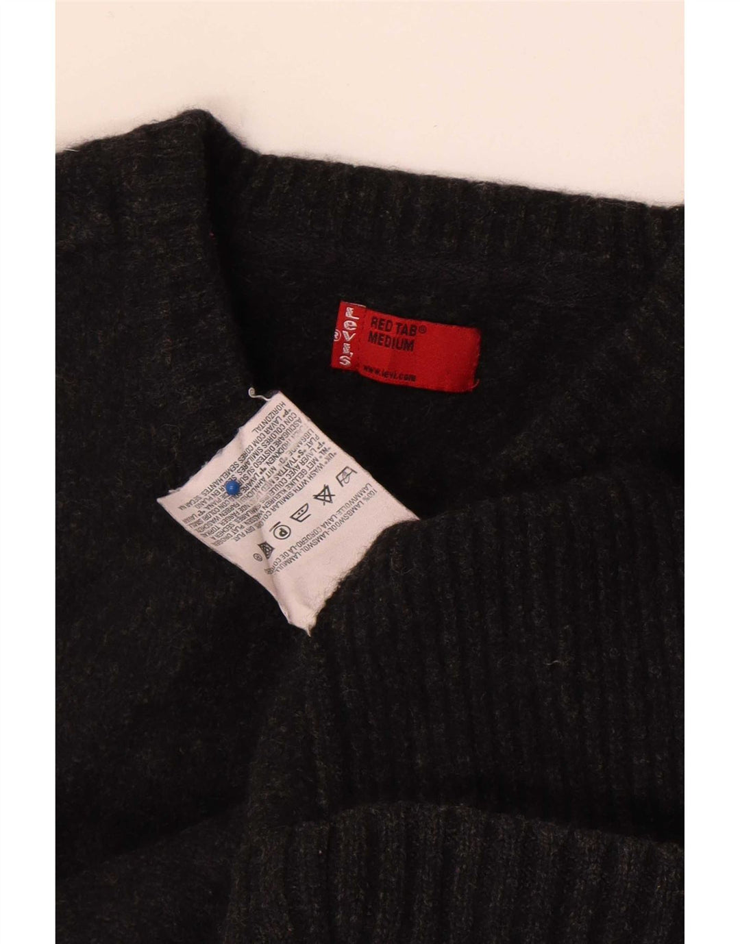 Pulover Levi's cu decolteu în V pentru bărbați, lână de miel neagră medie