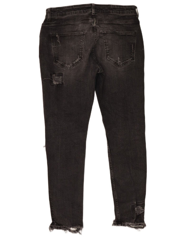 Blugi skinny distressed pentru bărbați Zara EU 42 Large W32 L28 Negri